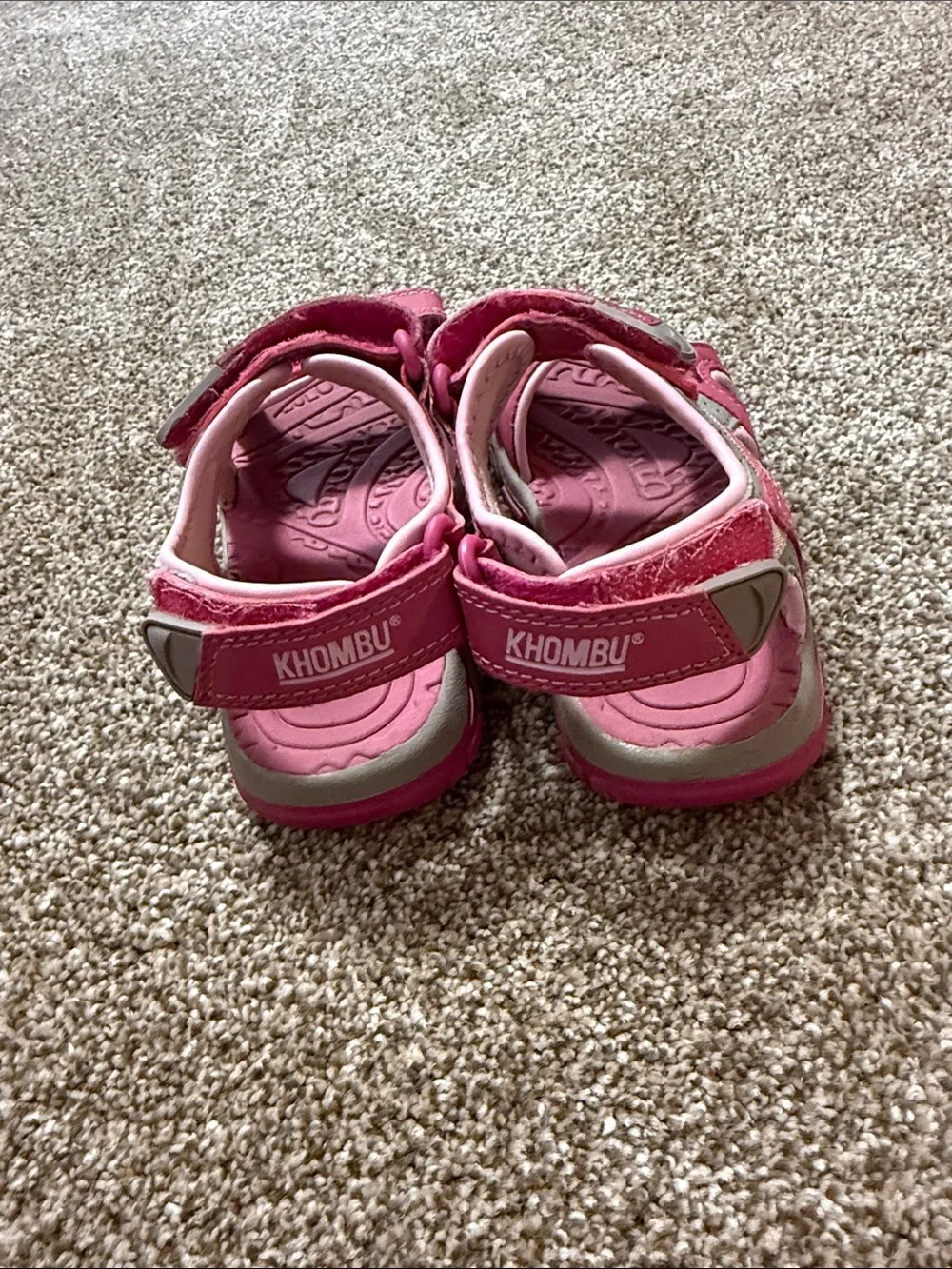 Khombu Pink Kids Hook-and-Loop Outdoor Sandals